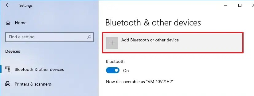 روی دکمه Add Bluetooth or other device کلیک نمایید.